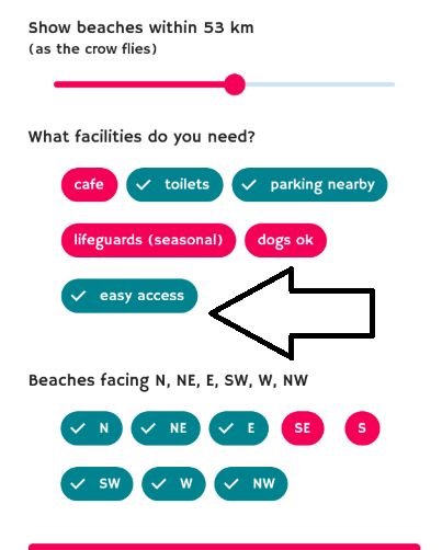 find beaches with easy access