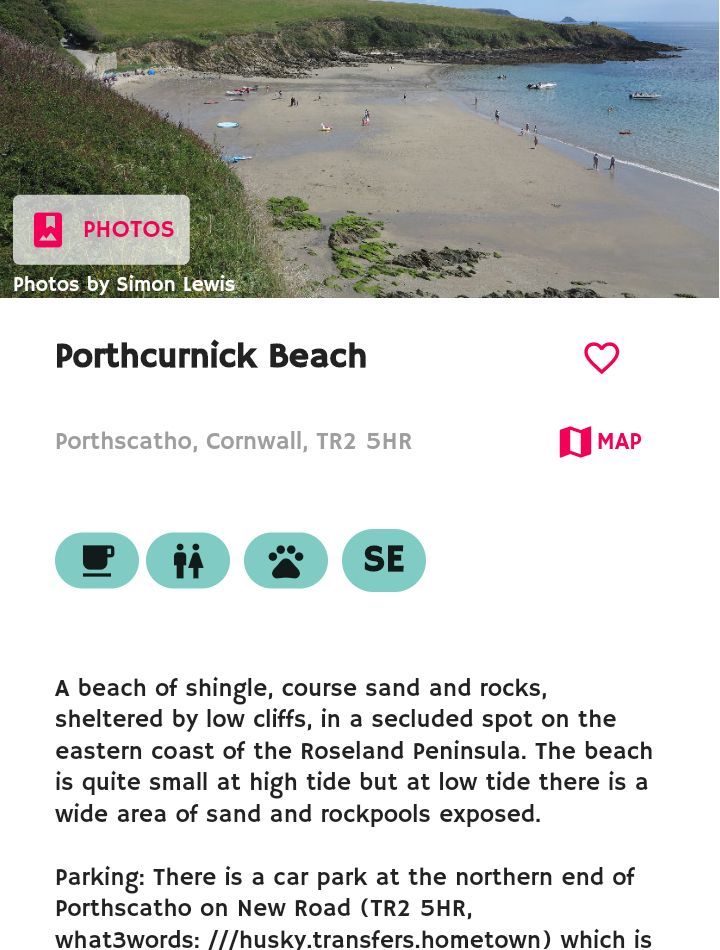 image of a beach profile on the app