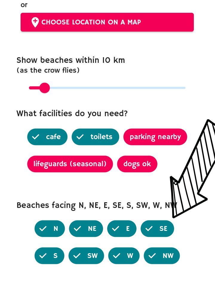 find windy or sheltered beaches
