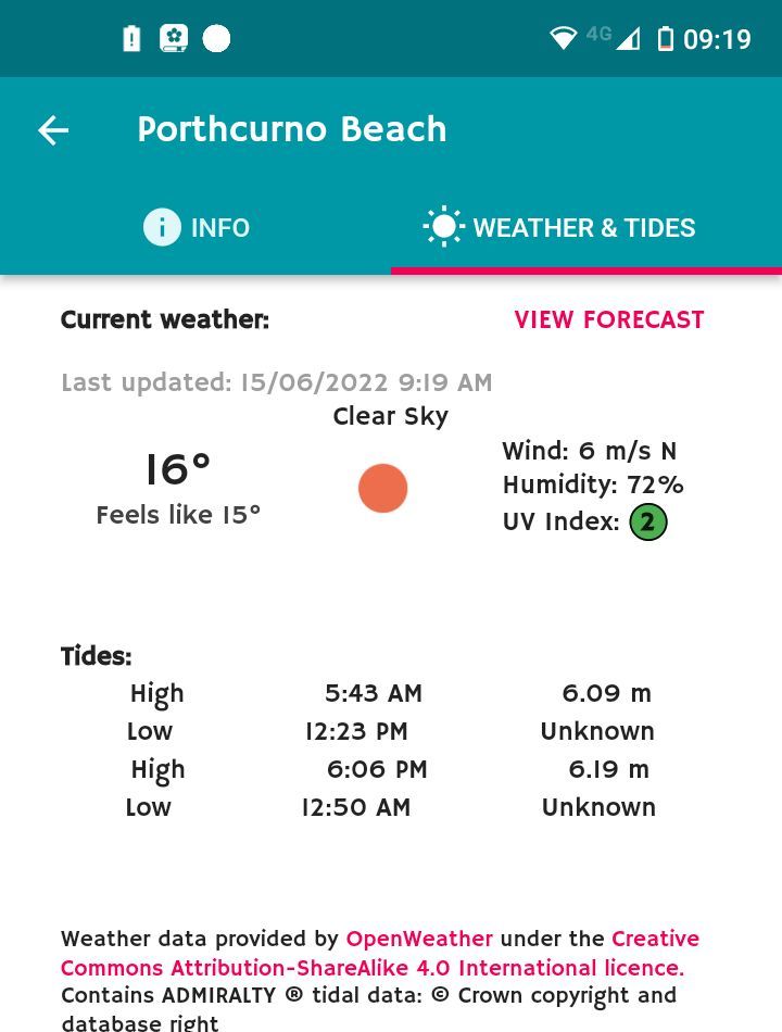 get the weather and tides on the app